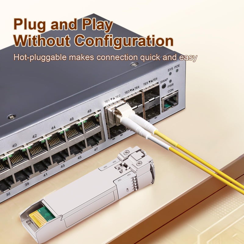 6COM 4Pack 10GBase-LR SFP+ Transceiver, 10G Sfp Single Mode Module Duplex LC for Cisco SFP-10G-LR, Ubiquiti UF-SM-10G, D-Link, Supermicro, Netgear and Other Open Switch with DDM, 1310nm, 10km - Image 4